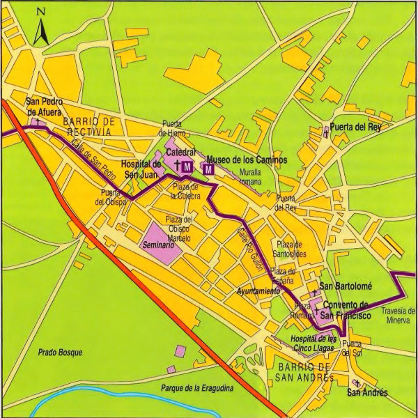Map of Astorga  Click to download all nine Camino city maps