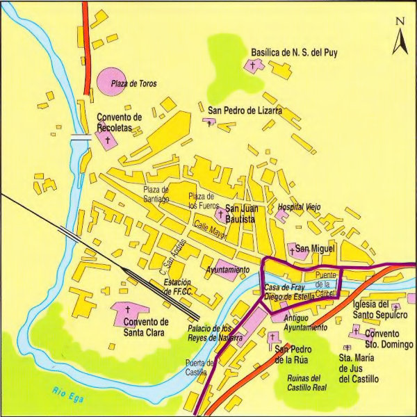 Map of Estella  Click to download all nine Camino city maps